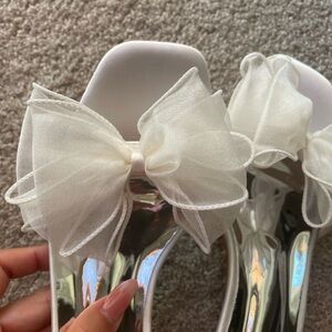 Elegant White Bow Women's Shoes
